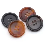 Premium Buffalo Horn Finished Buttons with 4 Holes - Natural, Durable & Unique